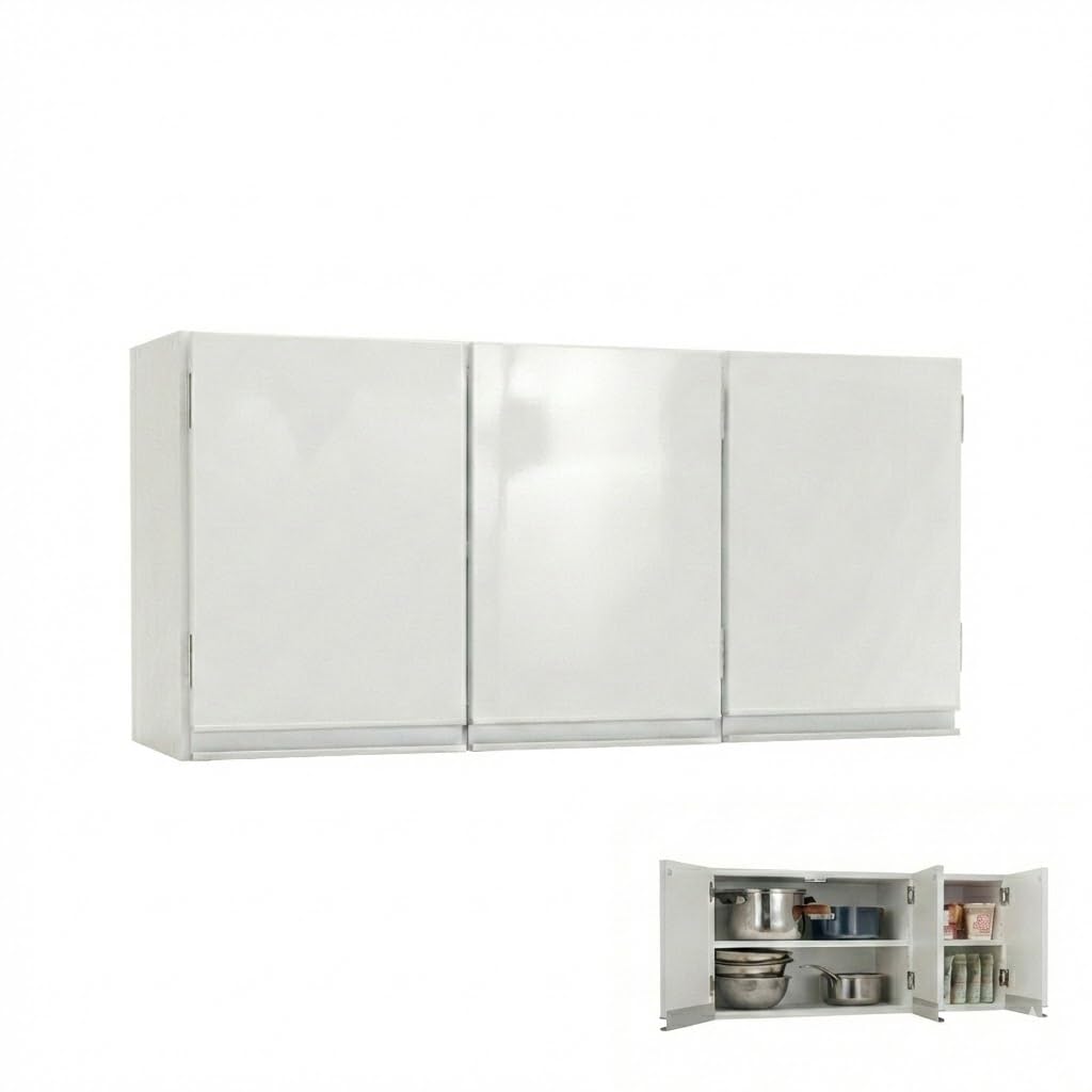 Amazon｜吊り戸棚 光沢仕上げ 幅90cm ホワイト 日本製 収納 棚